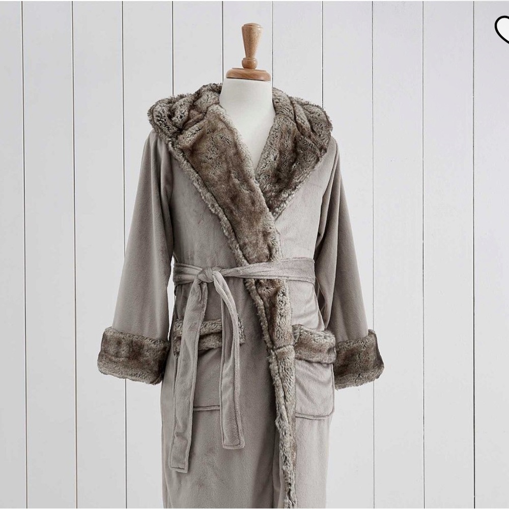 Pottery Barn Gray Ombré Teddy with Faux Fur Trim